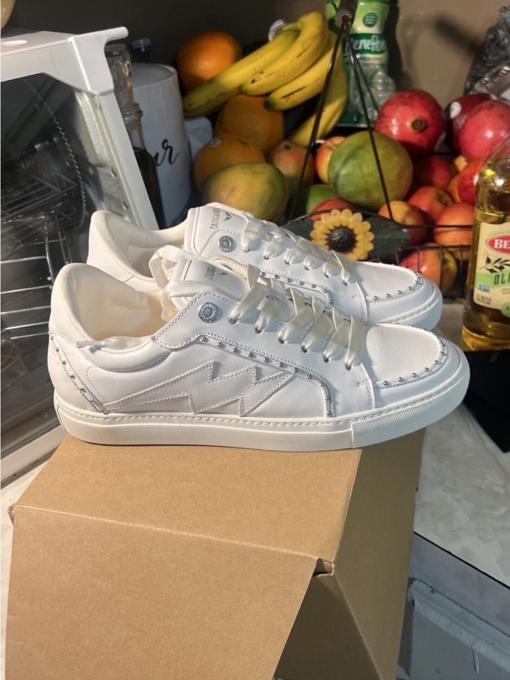 ZADIG & VOLTAIRE Zv1747 High Flash Pride Sneakers in White Leather Size 44 /10